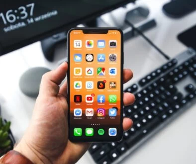 black samsung android smartphone turned on displaying icons