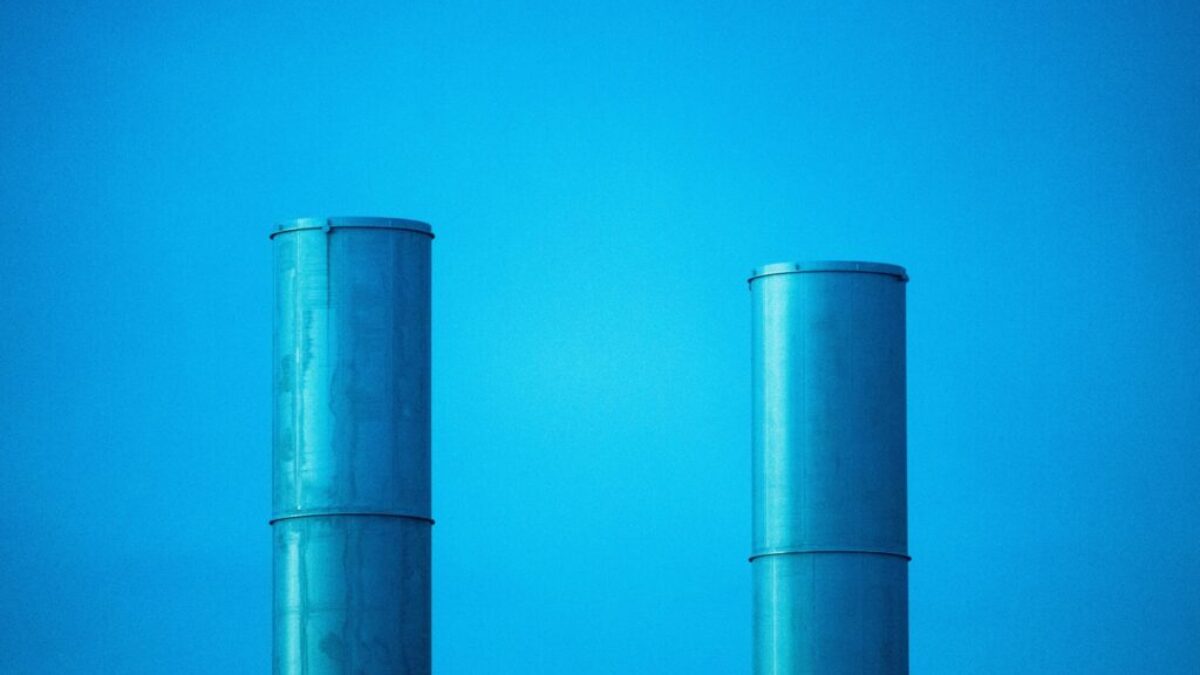 blue metal pipe on blue sky