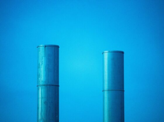 blue metal pipe on blue sky