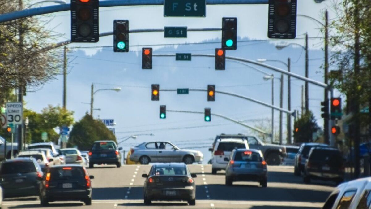 traffic light with red light