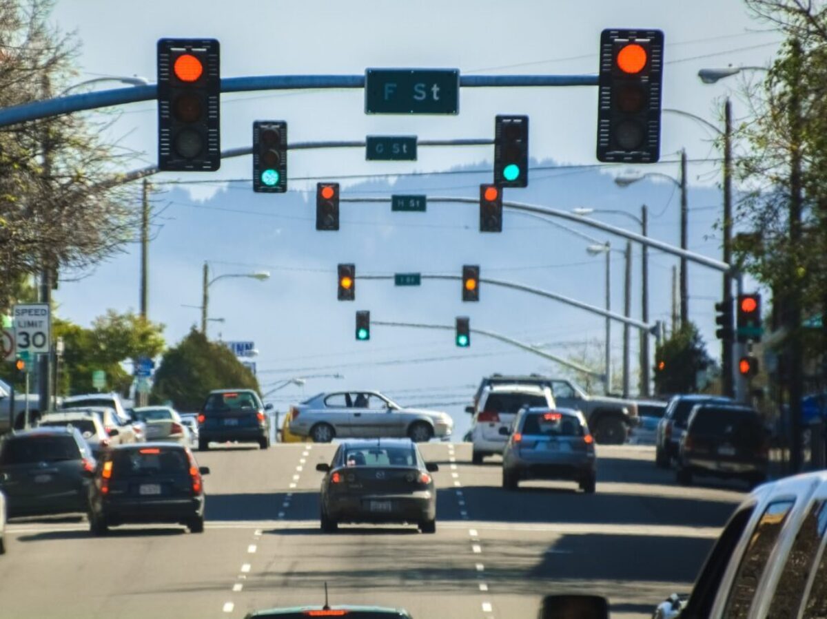 traffic light with red light