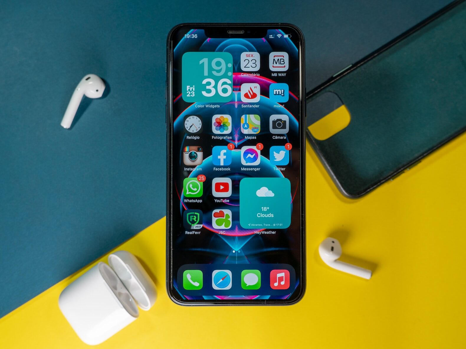 iphone 6 on blue table