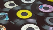 black vinyl record on black vinyl record