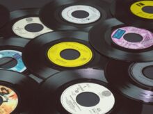 black vinyl record on black vinyl record
