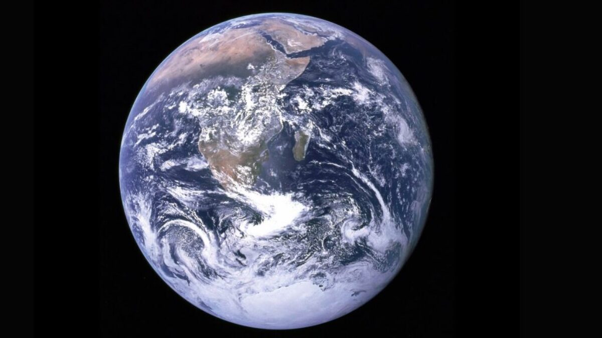 Earth with clouds above the African continent