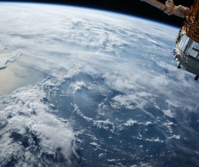 view of Earth and satellite