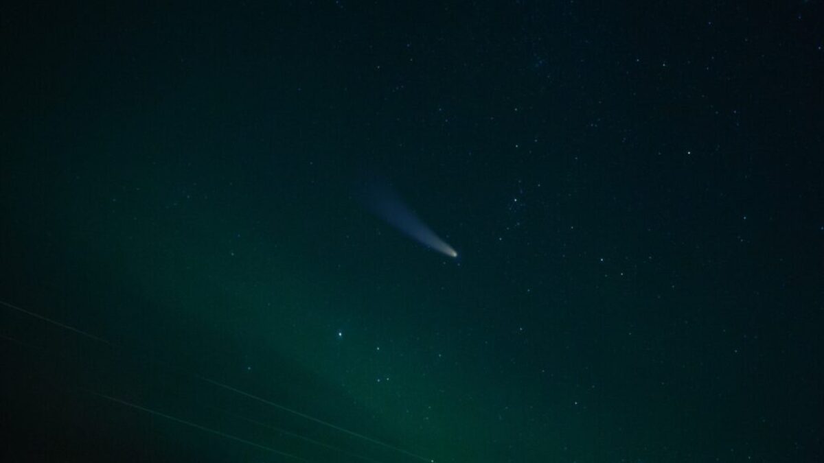 green sky during night time