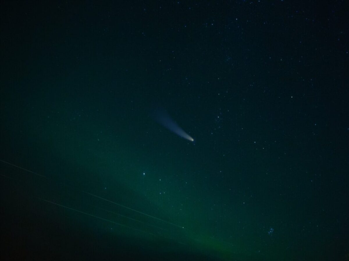 green sky during night time
