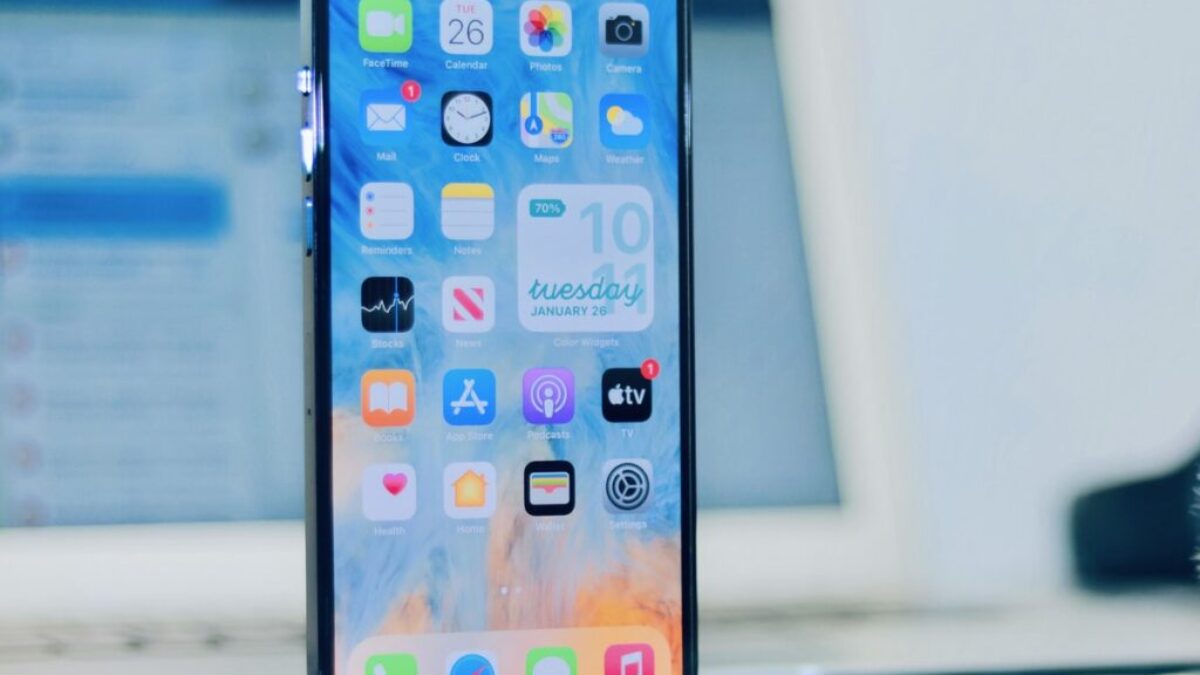 Close-up shot of an iPhone 12