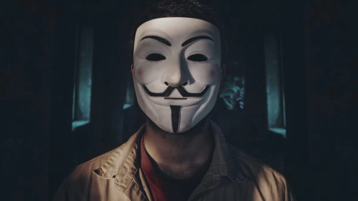 person wearing guy fawkes mask