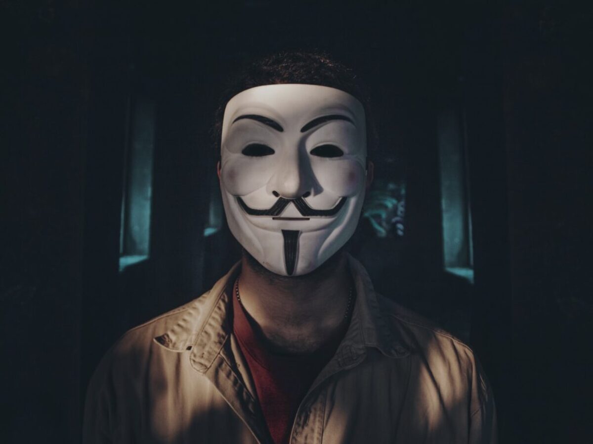person wearing guy fawkes mask