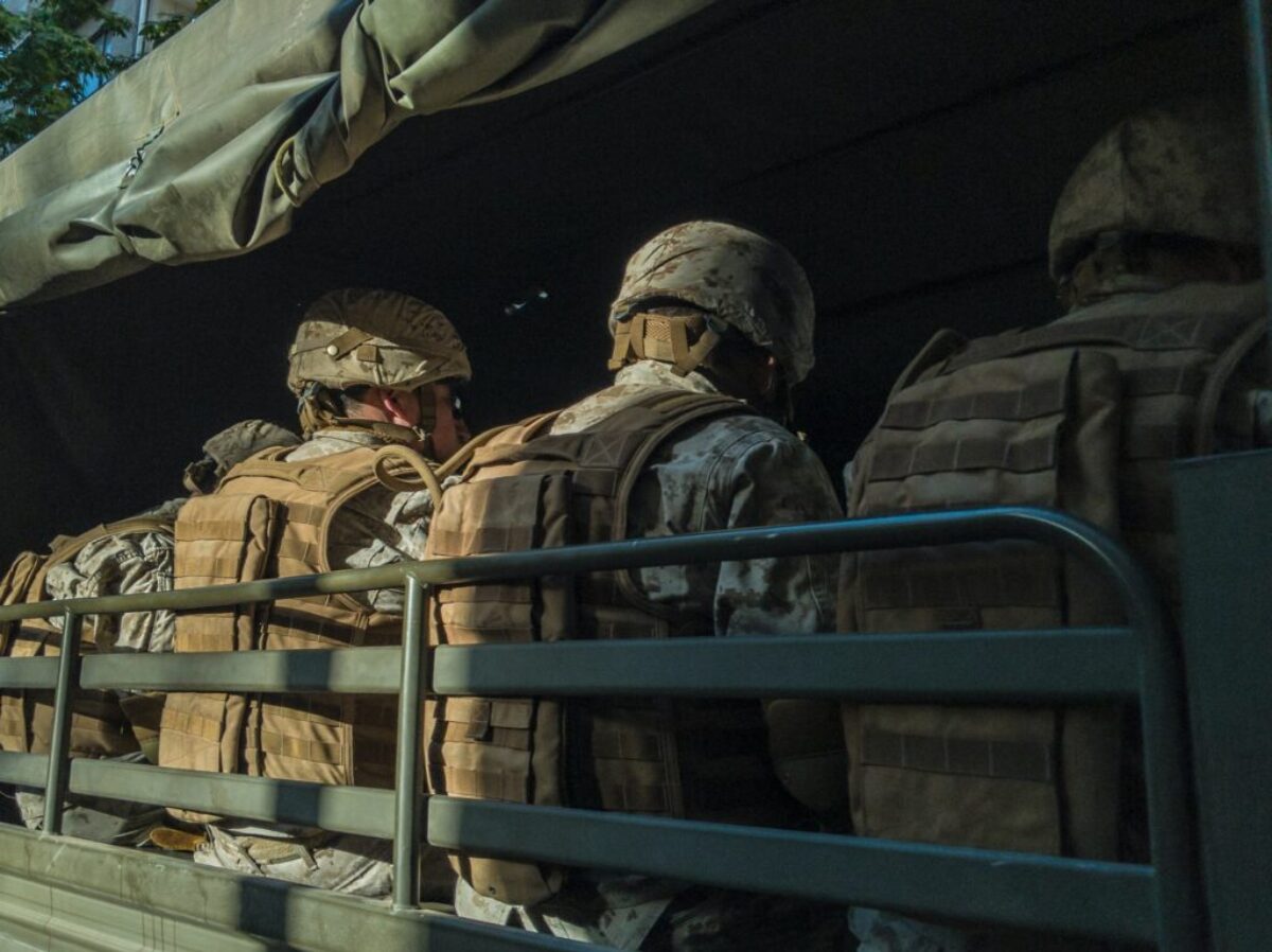 soldiers in truck