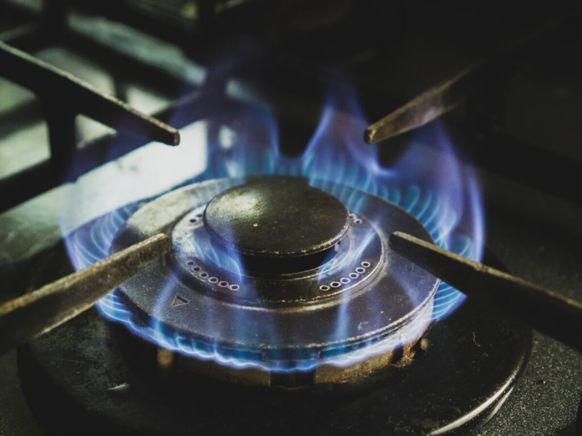 black and white gas stove