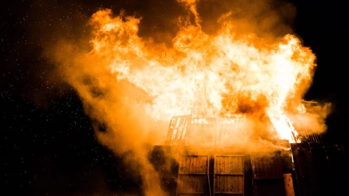 photo of burning house