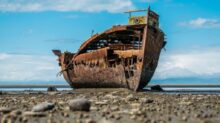 ruined ship on shore