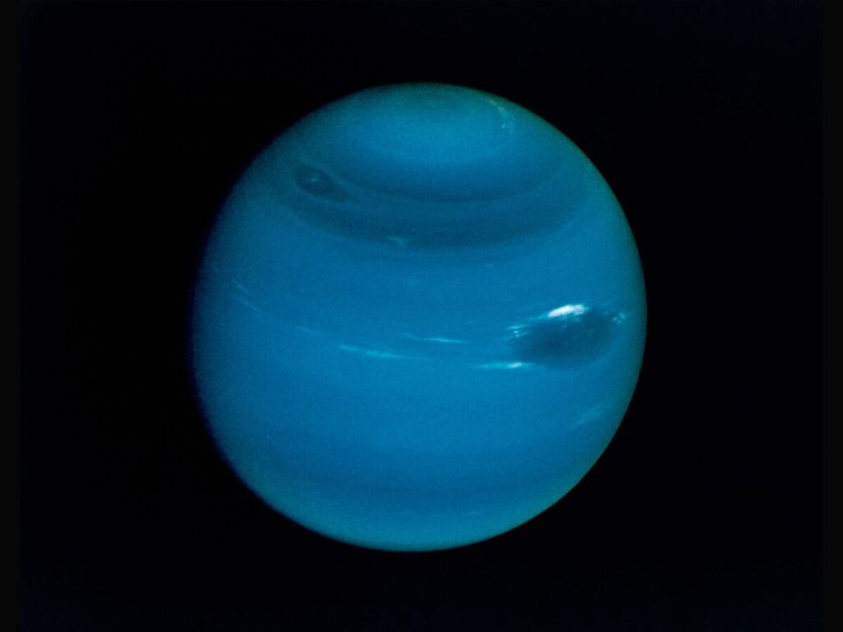 Neptune on a black background