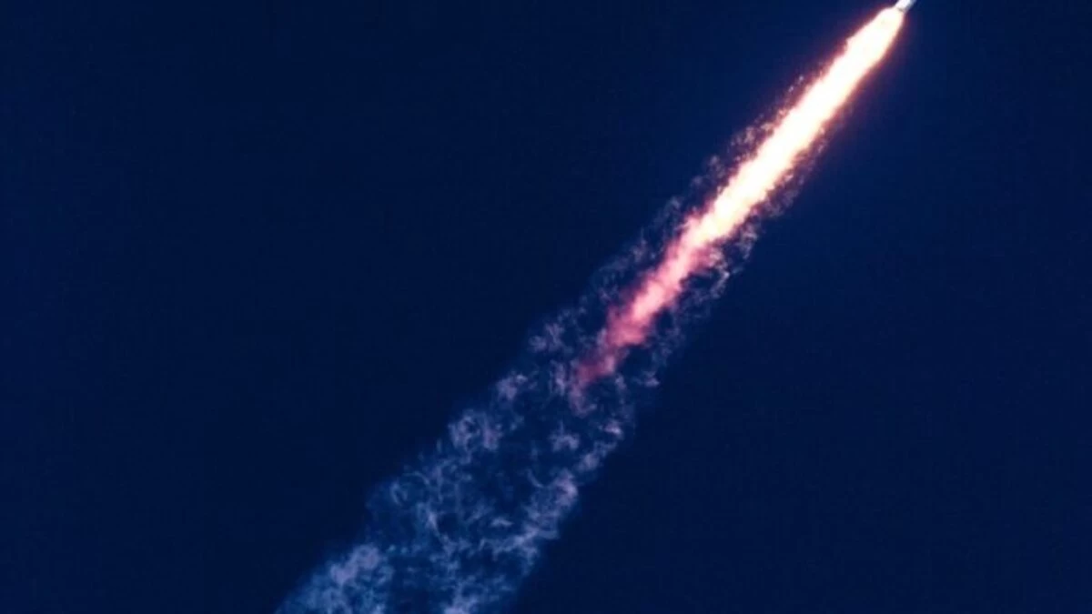 space rocket with flames