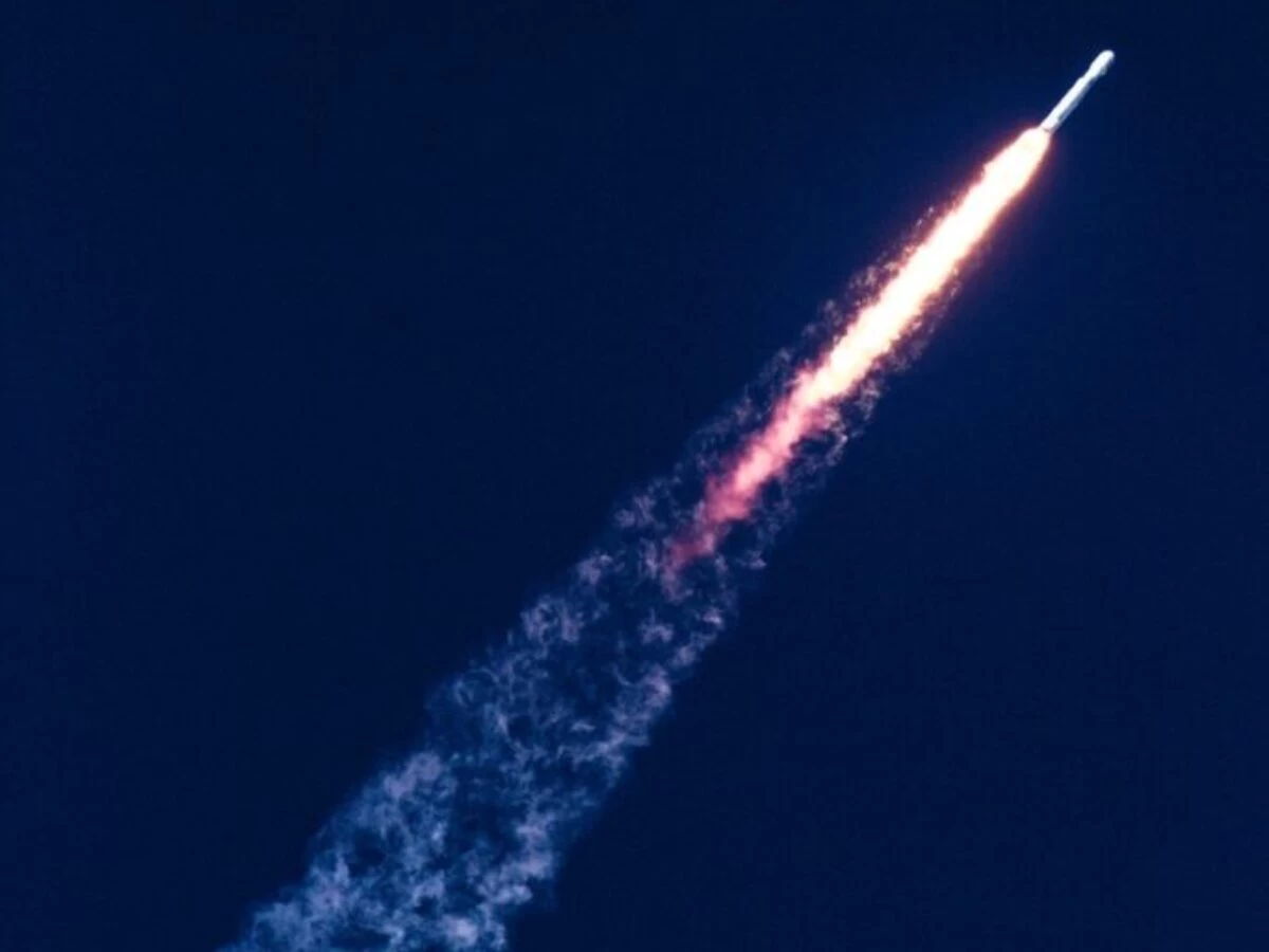 space rocket with flames