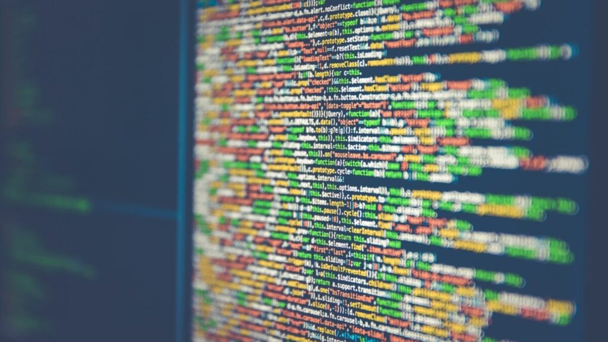 Colorful software or web code on a computer monitor