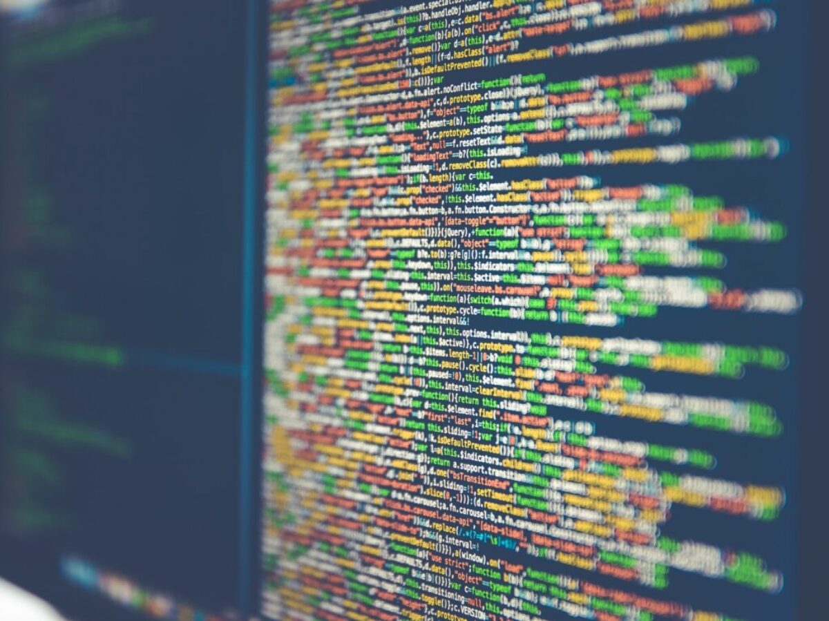 Colorful software or web code on a computer monitor