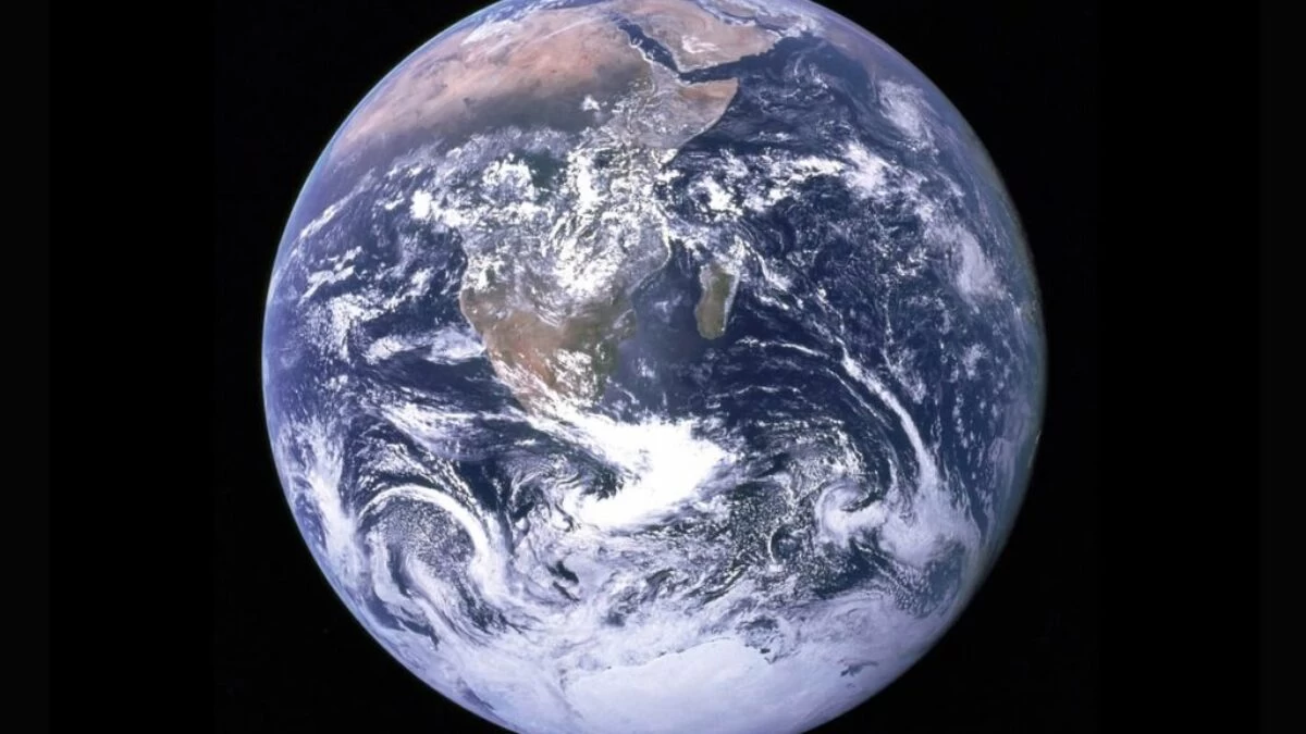 Earth with clouds above the African continent