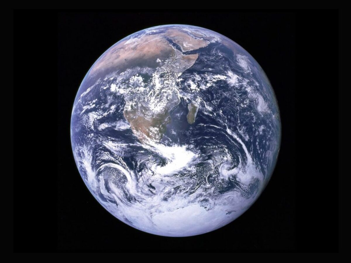 Earth with clouds above the African continent