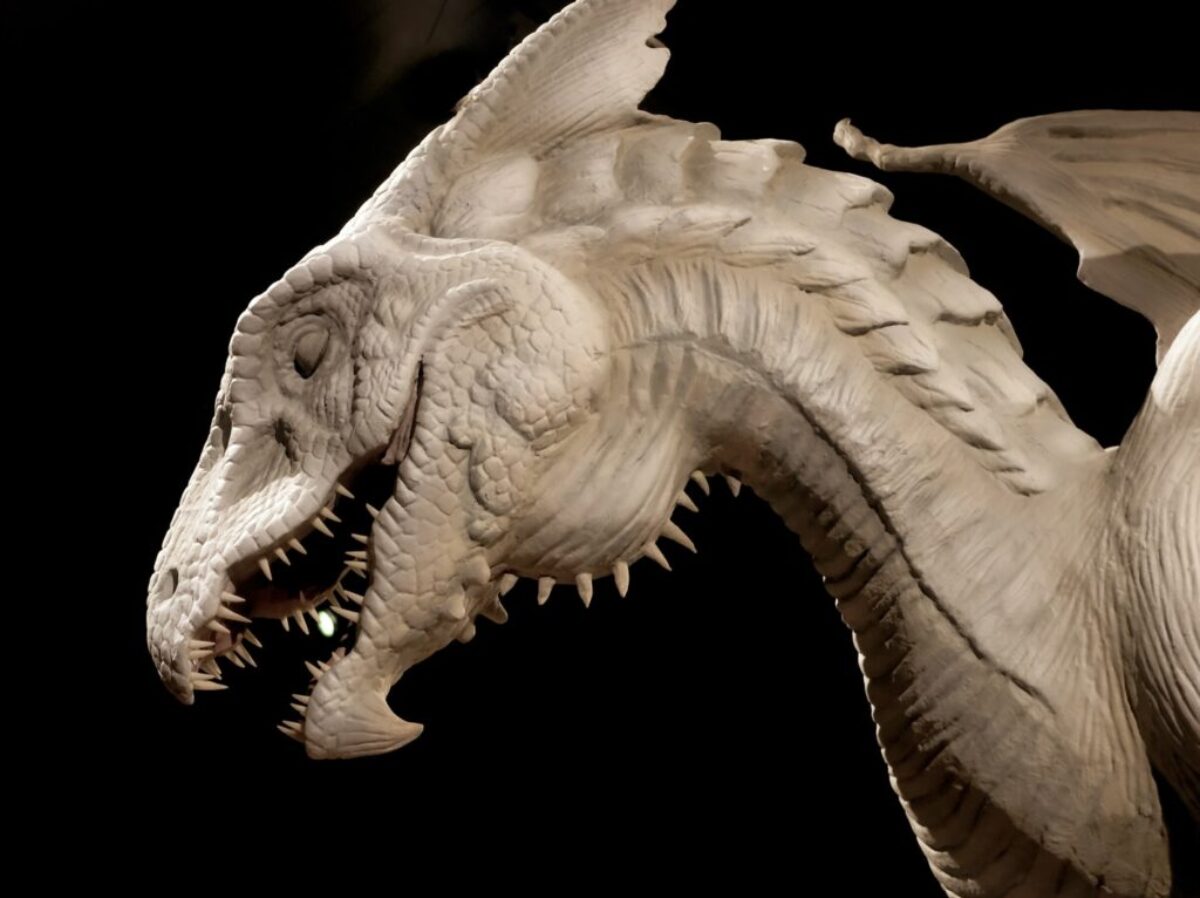white and brown dragon head