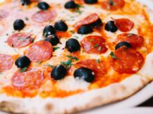 close shot of pizza