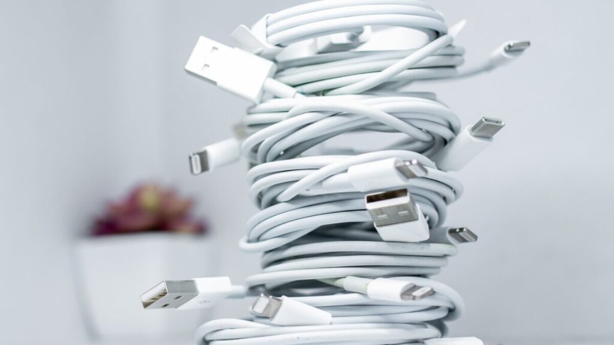white usb cable on white table