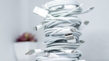 white usb cable on white table