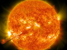 The sun with a corona mass ejection