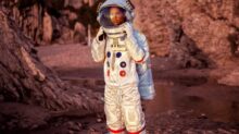 Woman Wearing Space Suit