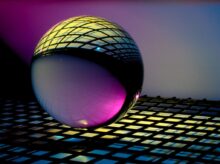 blue and black ball on blue and white checkered textile