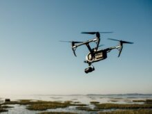 drone near beach photography