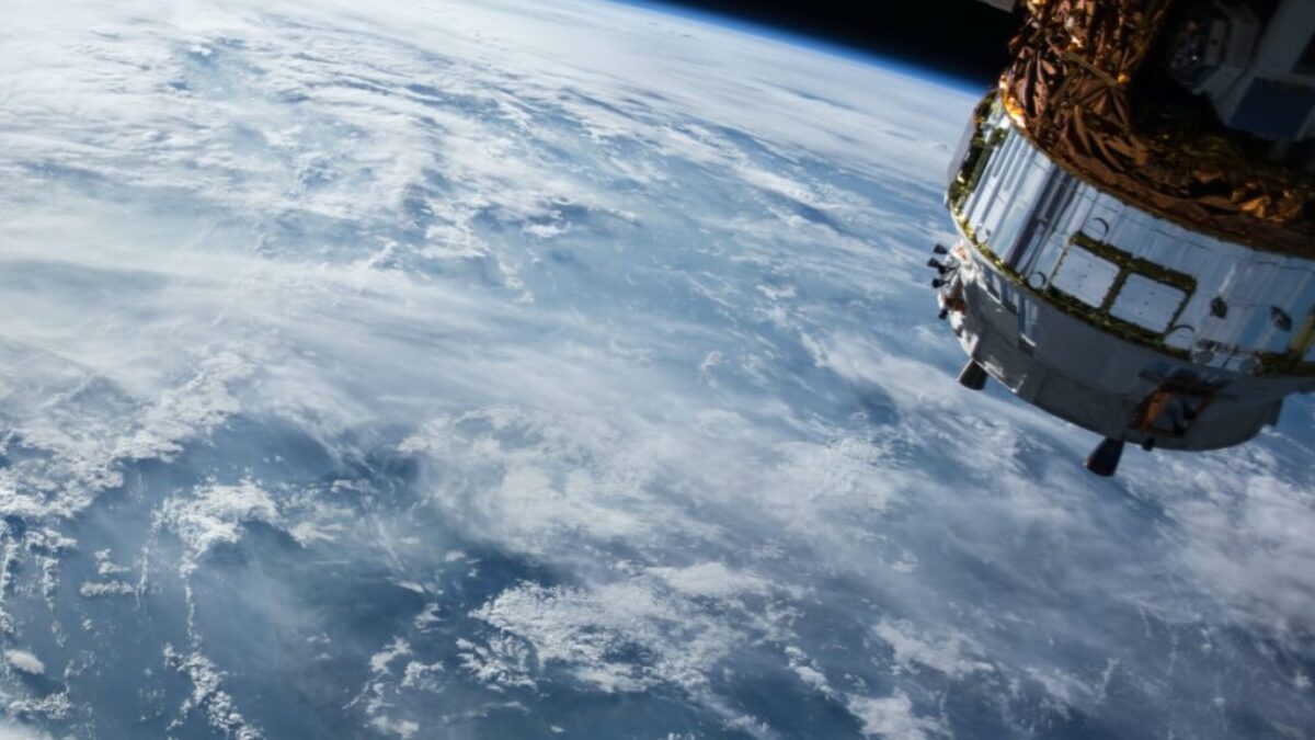 view of Earth and satellite