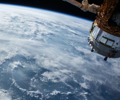 view of Earth and satellite