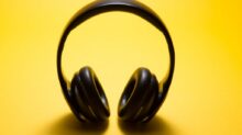 black wireless headphones