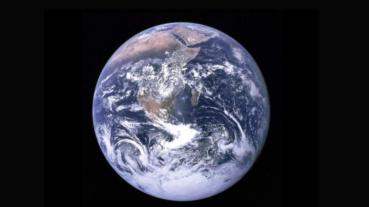 Earth with clouds above the African continent