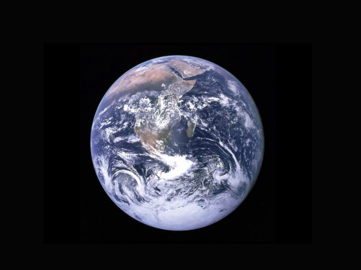 Earth with clouds above the African continent