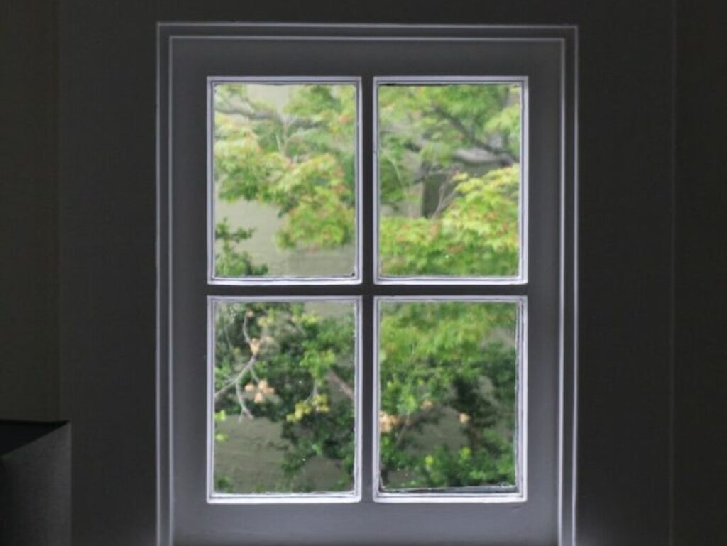 gray wooden windowpane