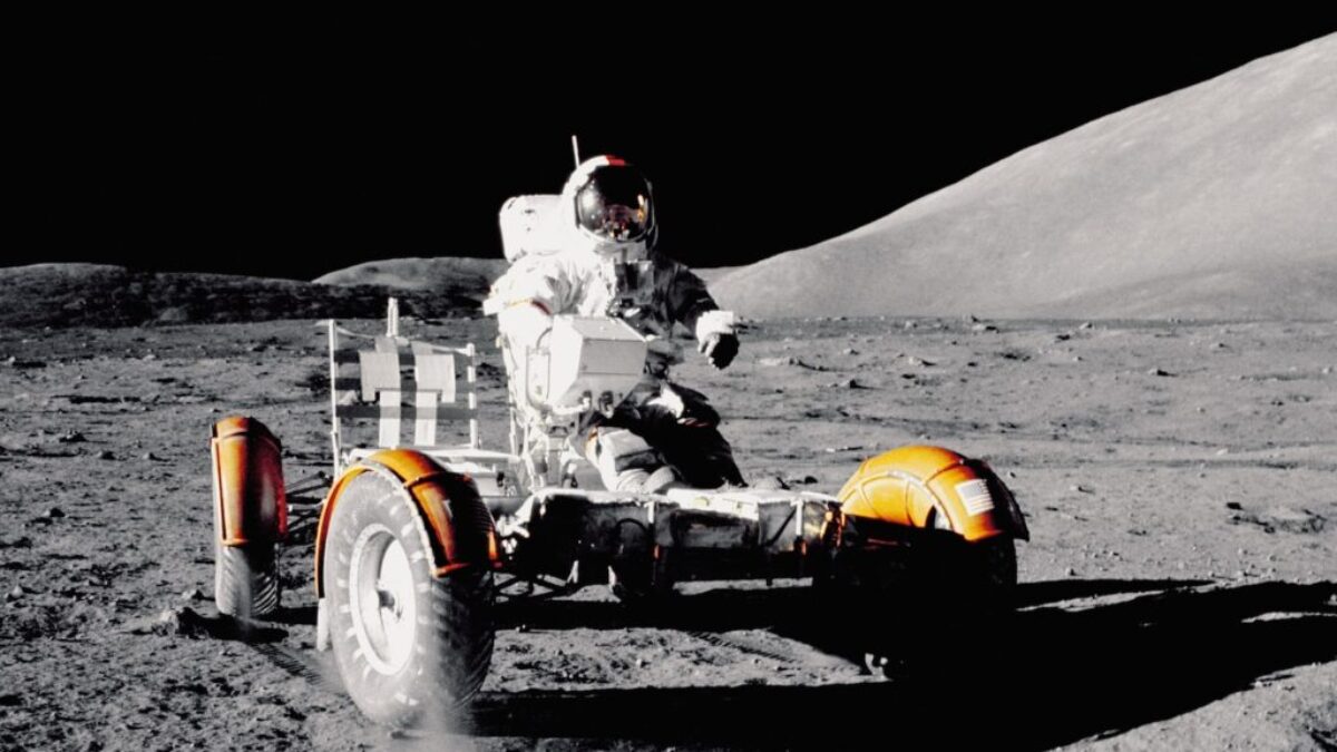 Astronaut on lunar rover