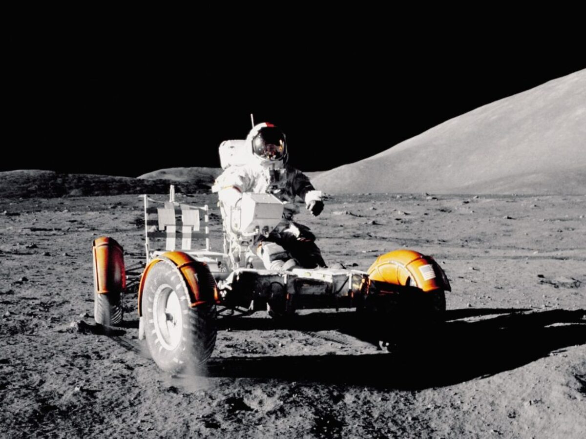 Astronaut on lunar rover
