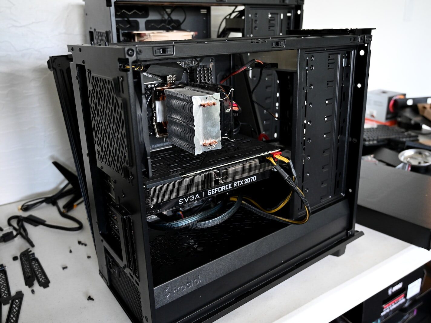 black computer tower on white table