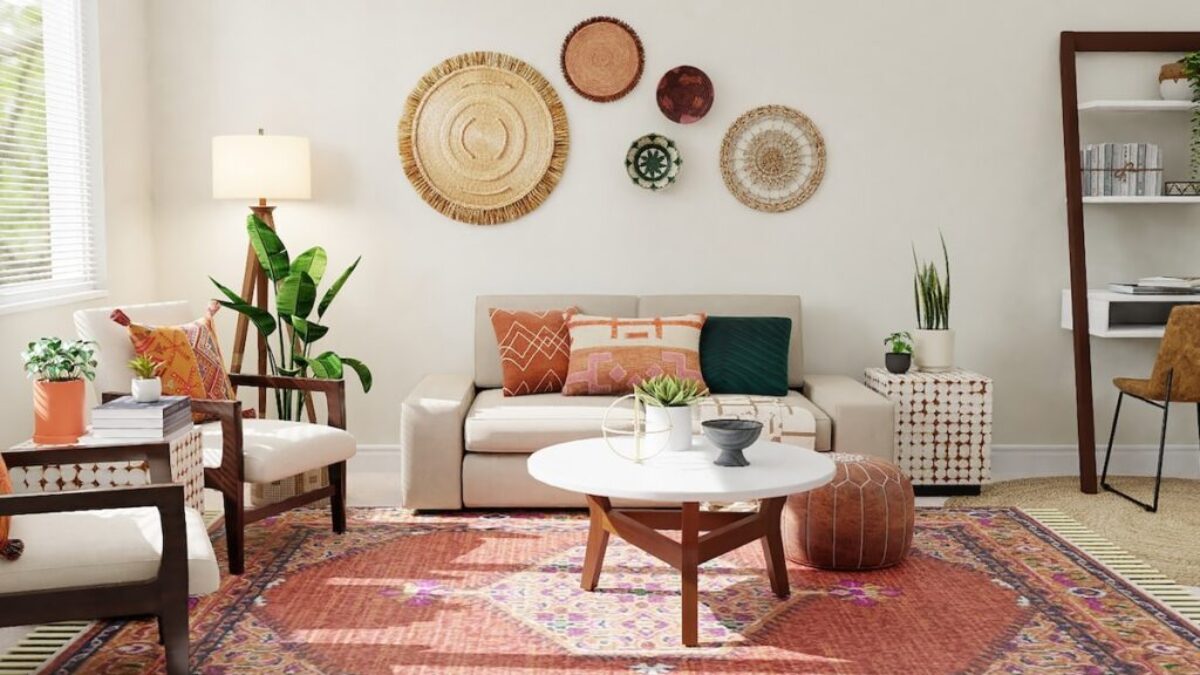 white and brown living room set