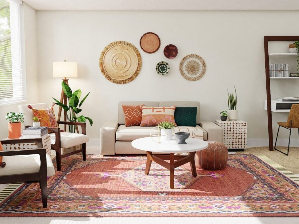 white and brown living room set