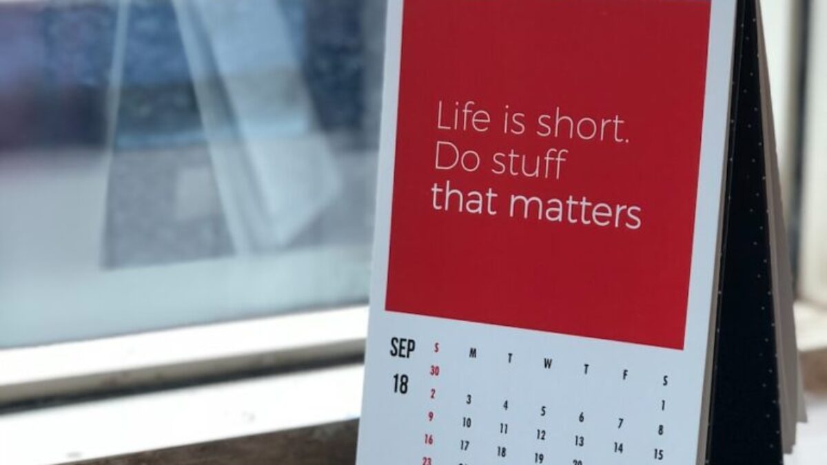 spiral freestanding calendar on white surface