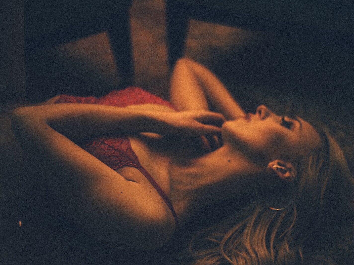woman lying on floor
