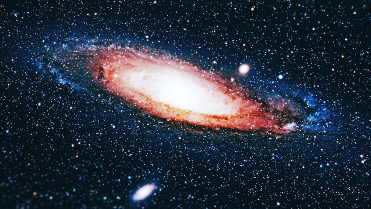 blue and red galaxy illustration