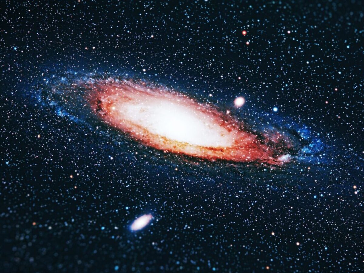 blue and red galaxy illustration