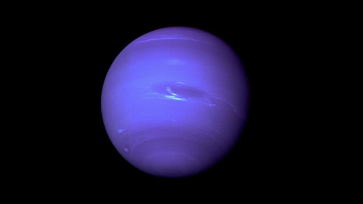 Neptune on a black background